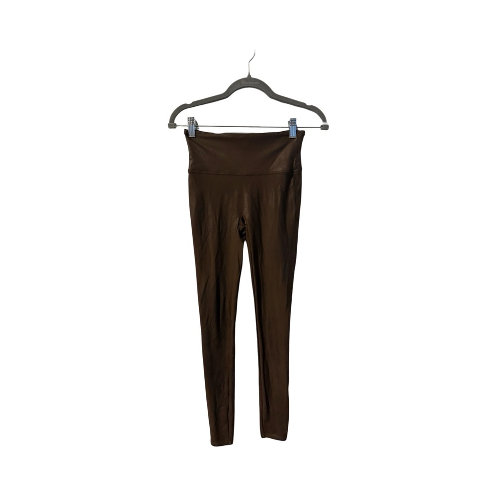 SPANX Faux Leather Brown High-Waist Leggings Size Small